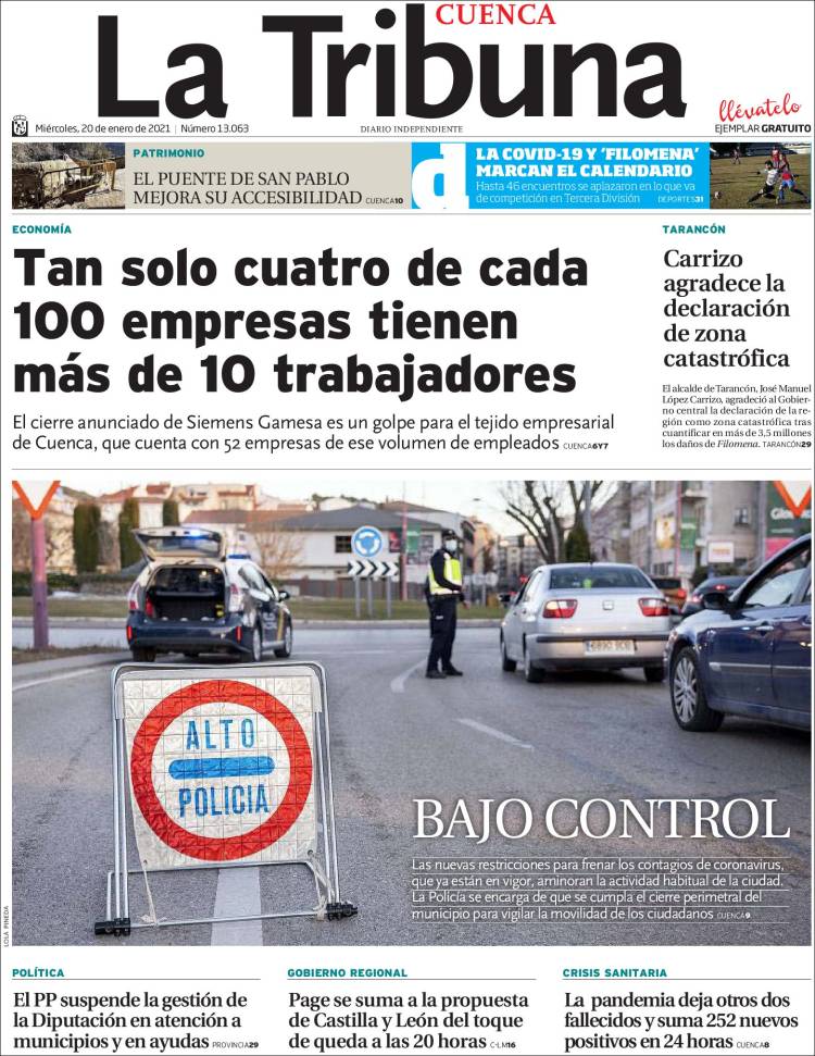 Portada de La Tribuna de Cuenca (España)