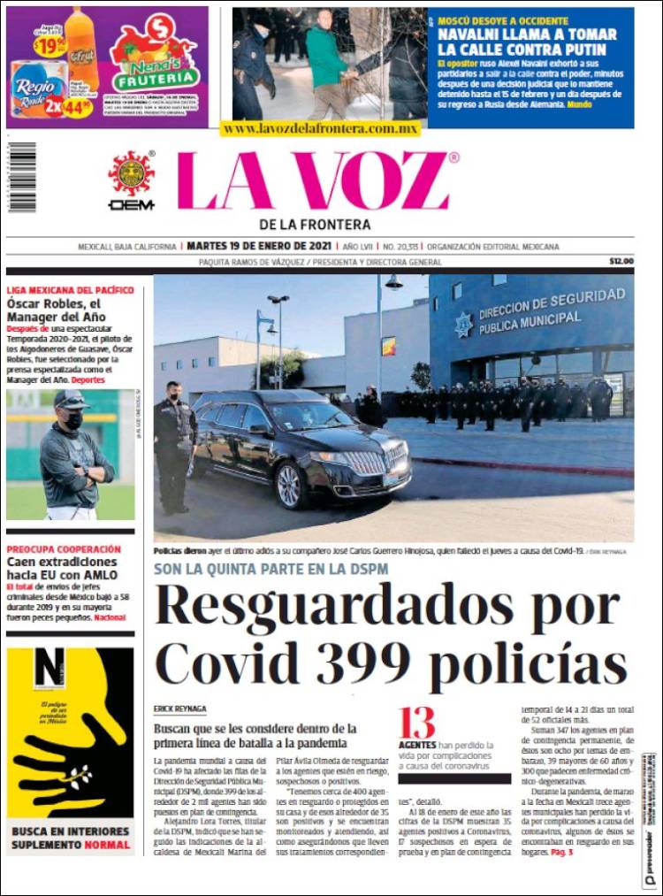 Portada de La Voz de la Frontera (México)