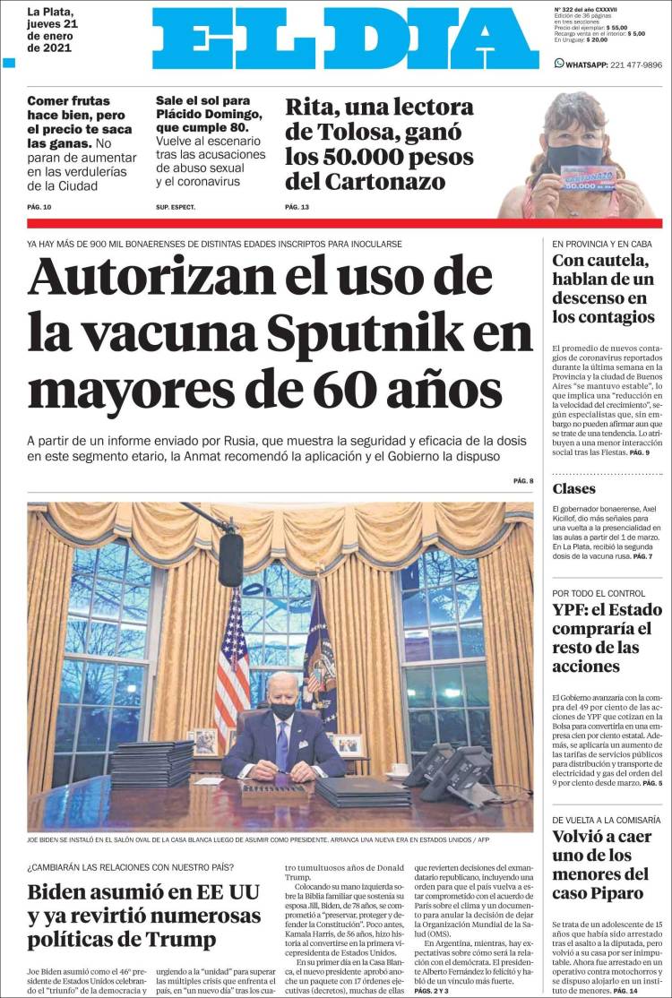 Portada de El Día de la Plata (Argentina)