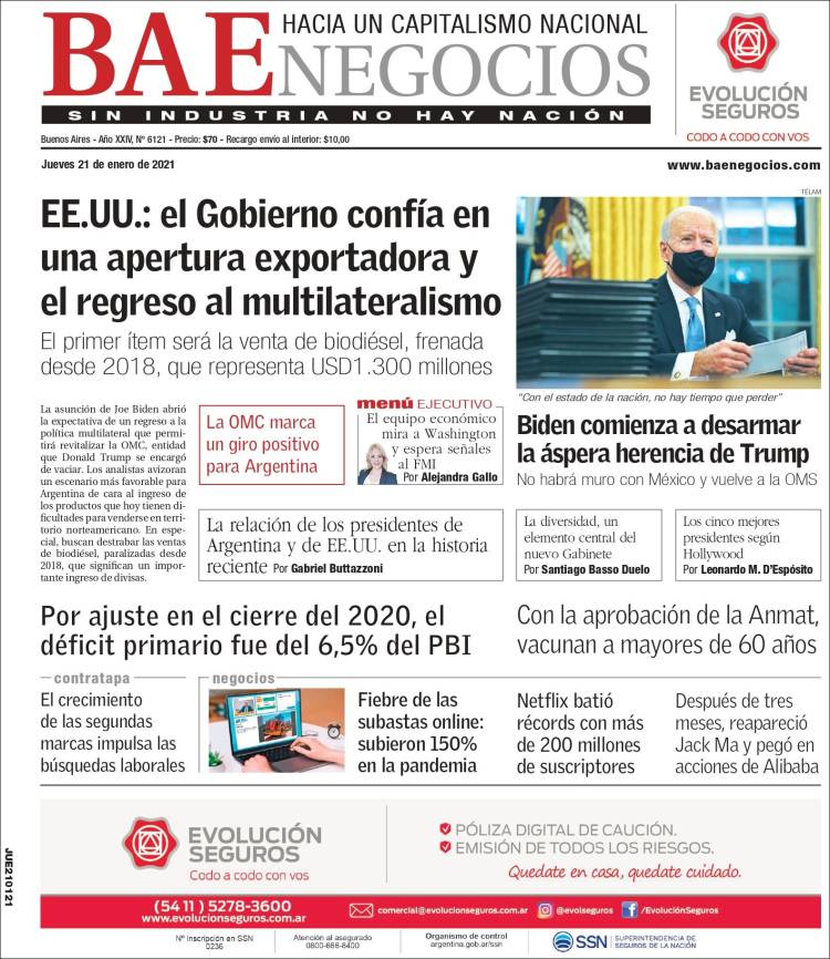 Portada de Buenos Aires Económico (Argentina)