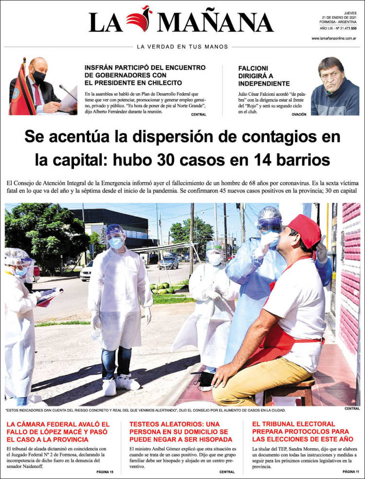 Portada de Diario La Mañana (Argentina)