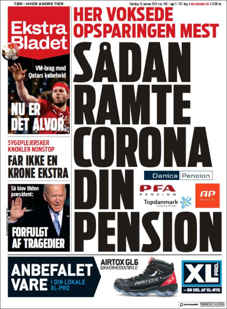 Portada de Ekstra Bladet (Dinamarca)