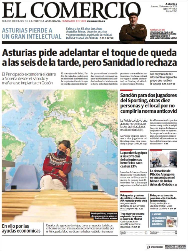 Portada de El Comercio (España)