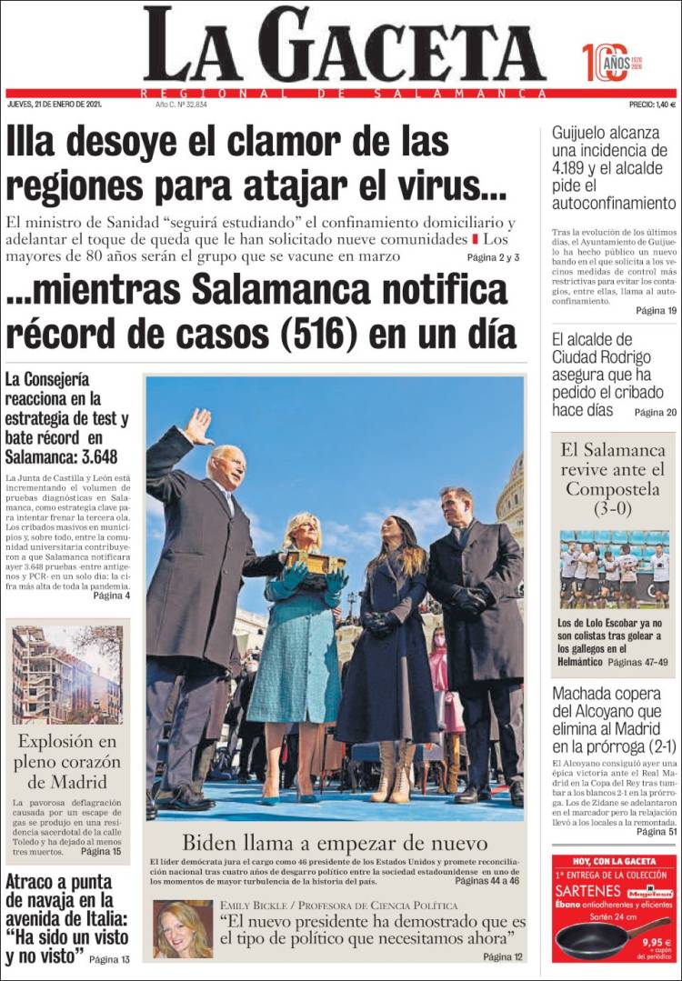 Portada de La Gaceta de Salamanca (España)