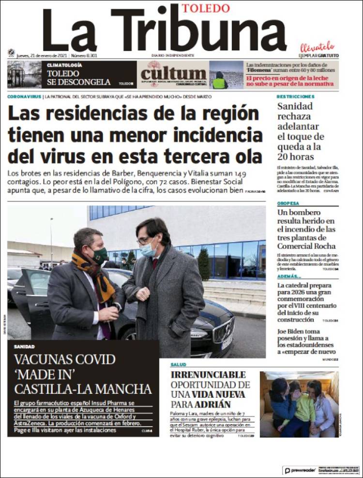 Portada de La Tribuna de Toledo (España)