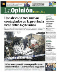 Portada de La Opinión de Málaga (España)