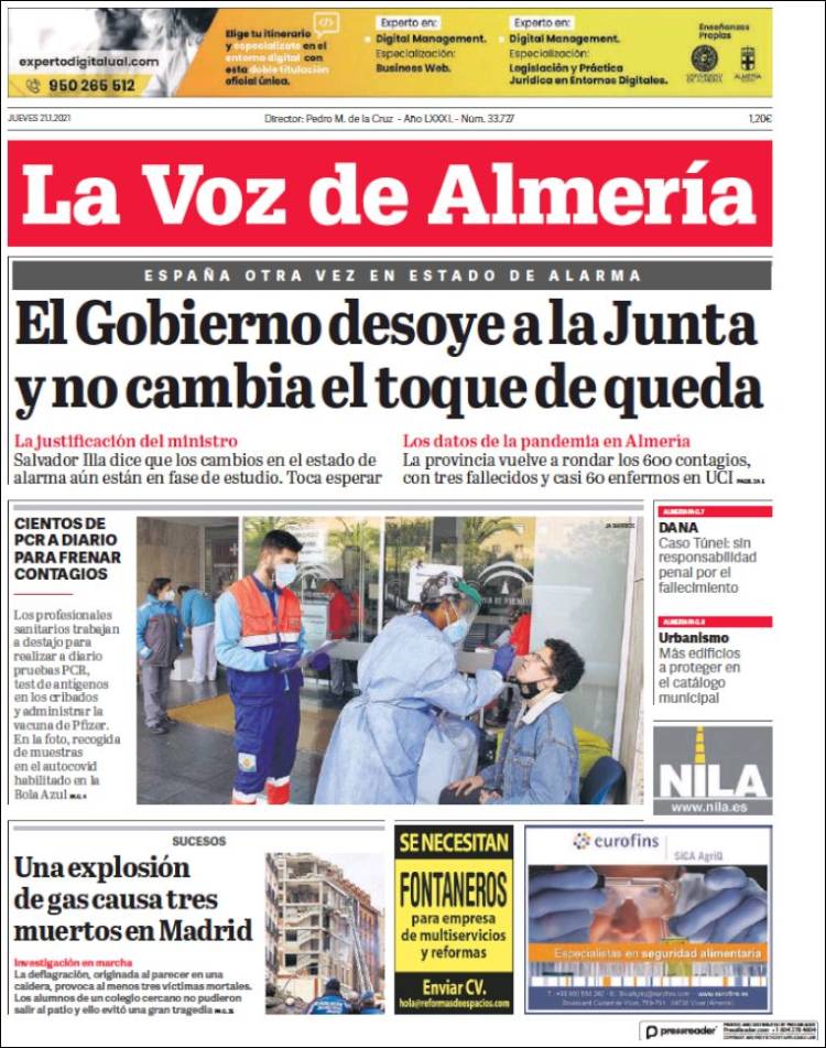 Portada de La Voz de Almería (España)