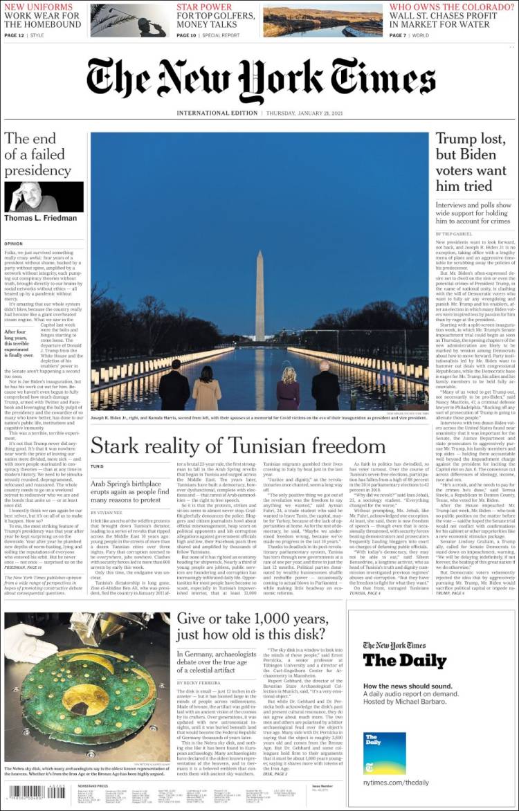 Portada de International New York Times (Europa)