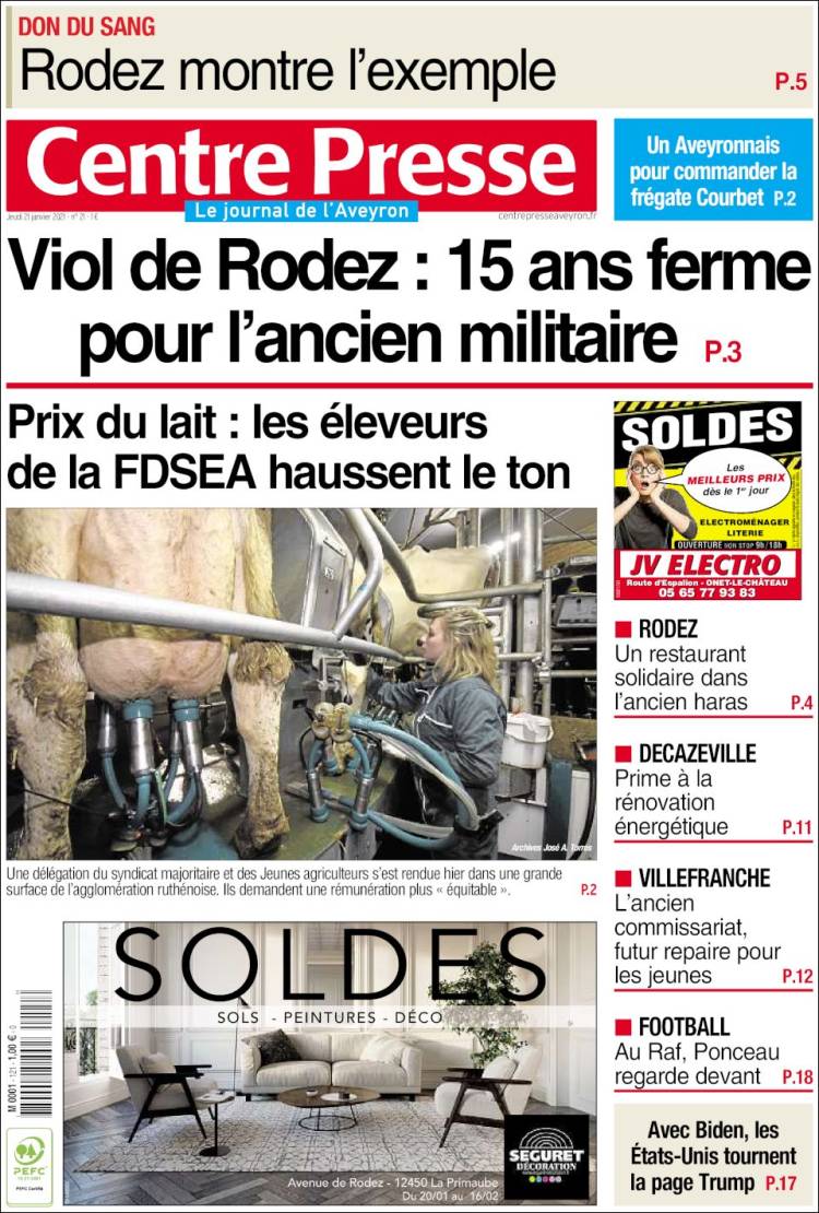 Portada de Centre Presse (Francia)