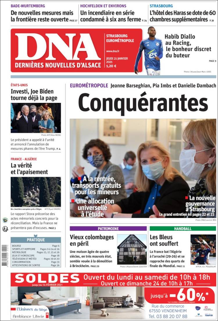 Portada de Les Dernières Nouvelles d'Alsace (Francia)