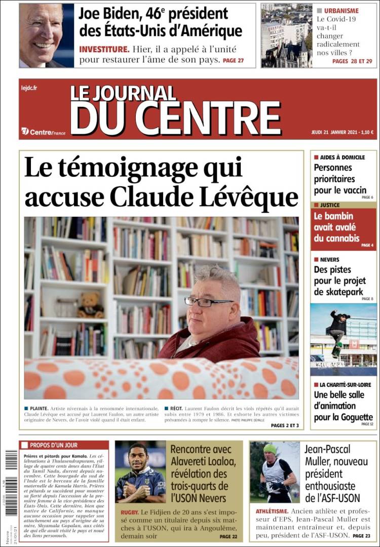 Portada de Le Journal du Centre (Francia)