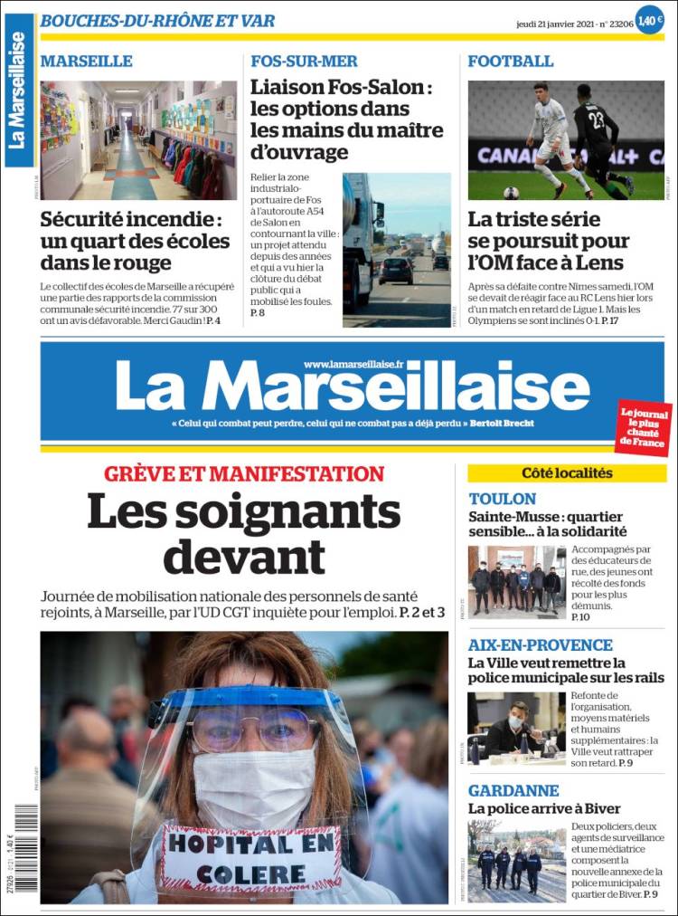 Portada de La Marseillaise (Francia)