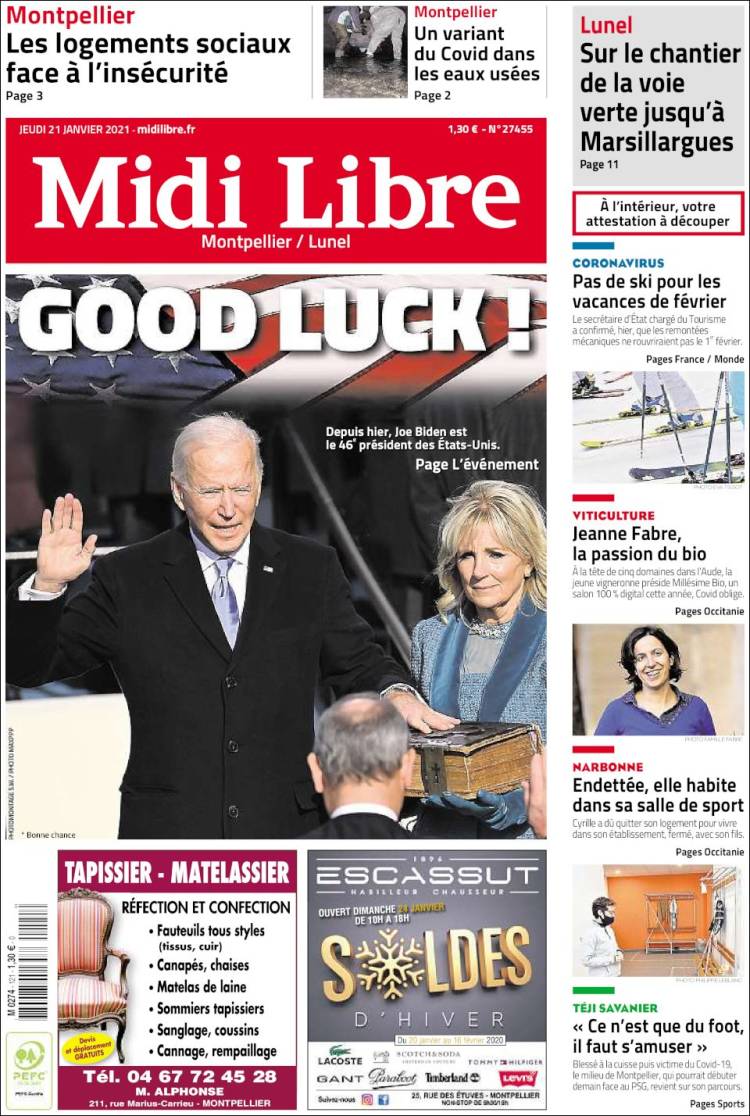 Portada de Midi Libre (Francia)