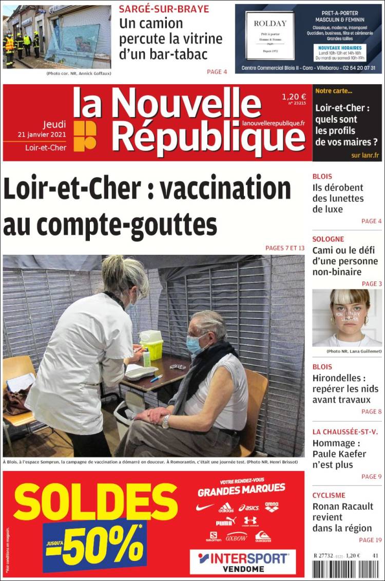 Portada de La Nouvelle Republique (Francia)