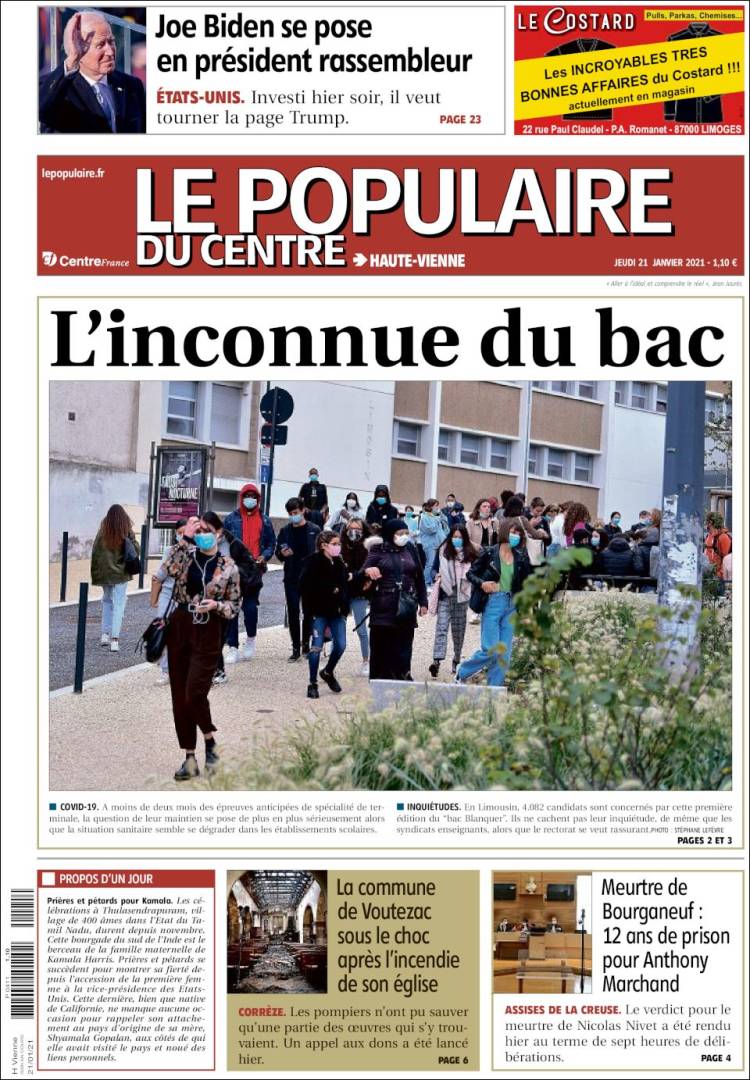 Portada de Le Populaire du Centre (Francia)