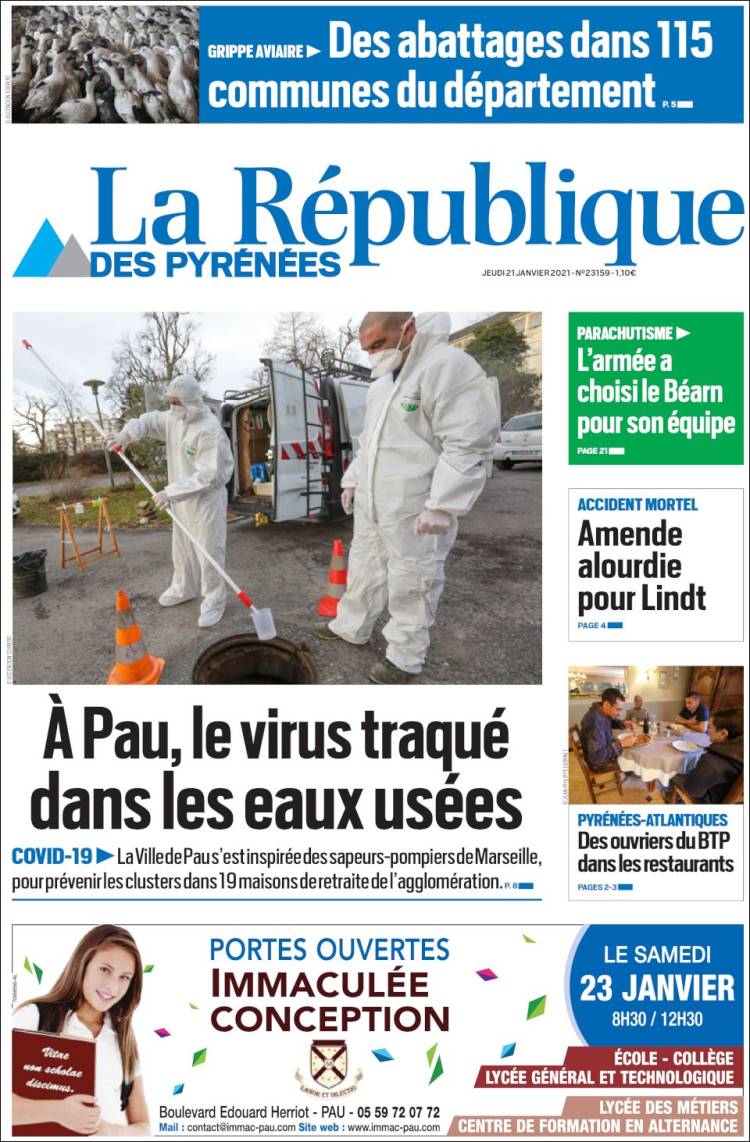 Portada de La République des Pyrénées (Francia)