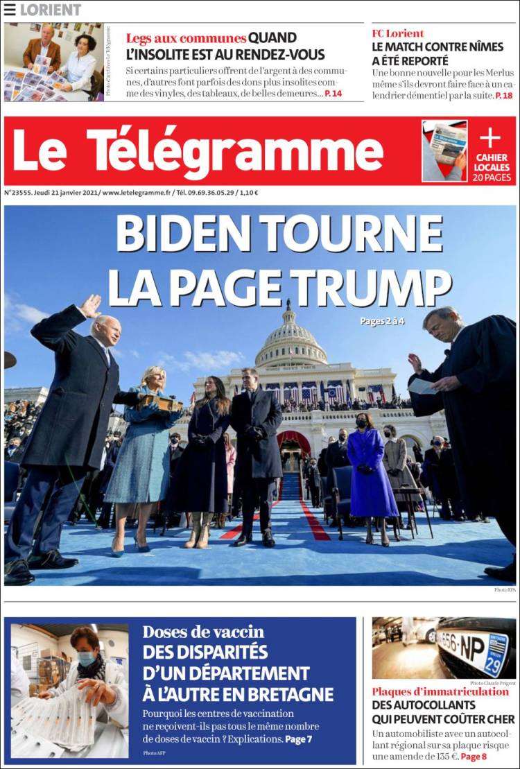 Portada de Télégramme (Francia)