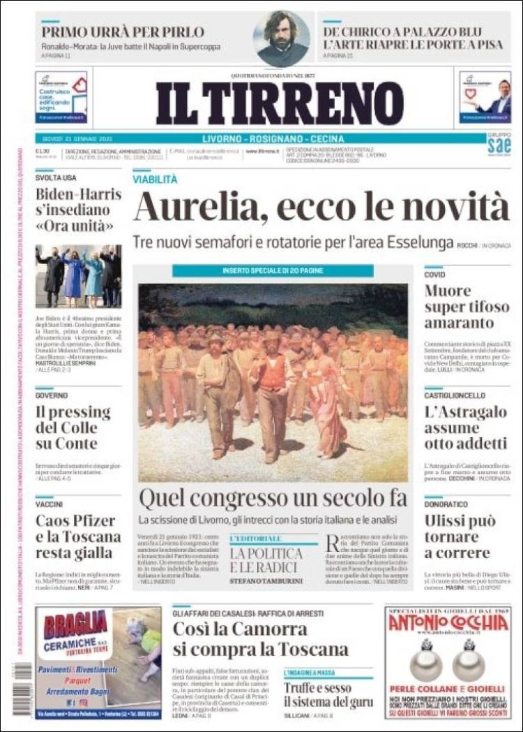 Portada de Il Tirreno (Italia)