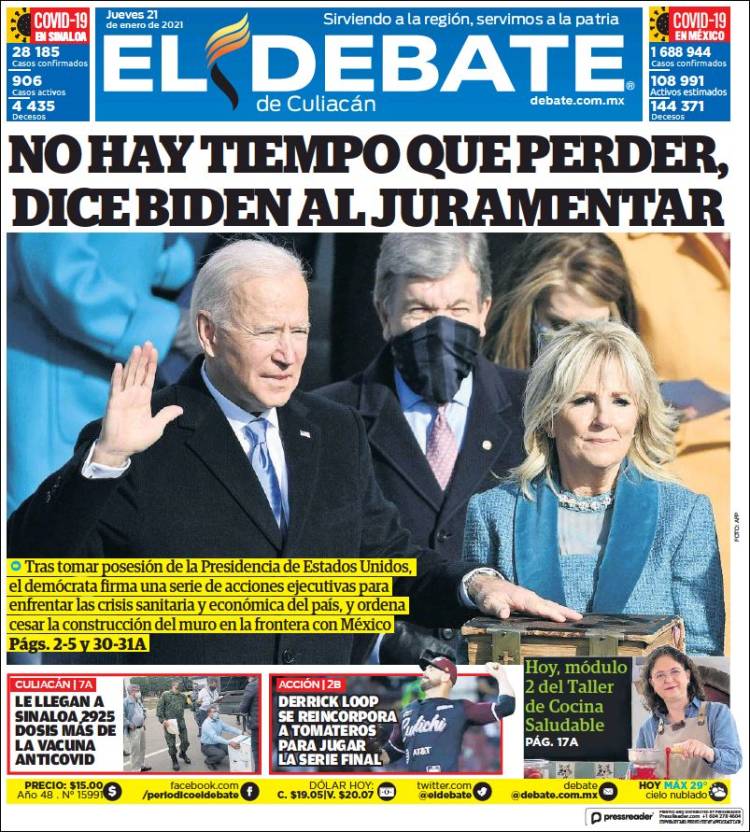 Portada de El Debate de Culiacán (México)