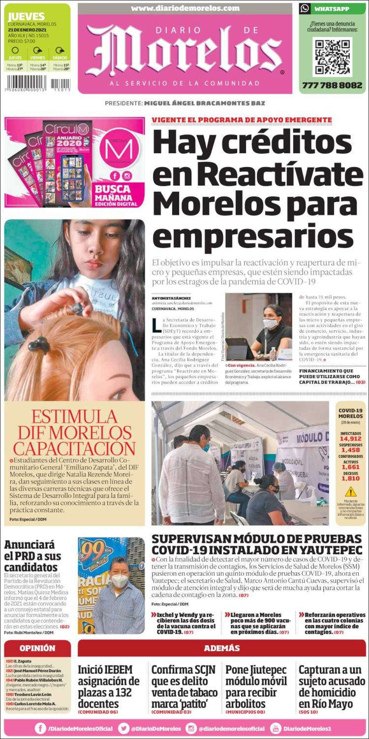 Portada de Diario de Morelos (México)