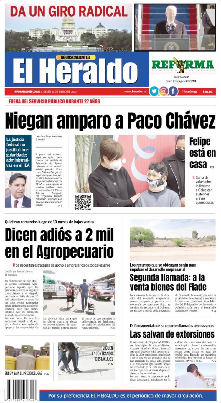 Portada de El Heraldo de Aguascalientes (Mexico)