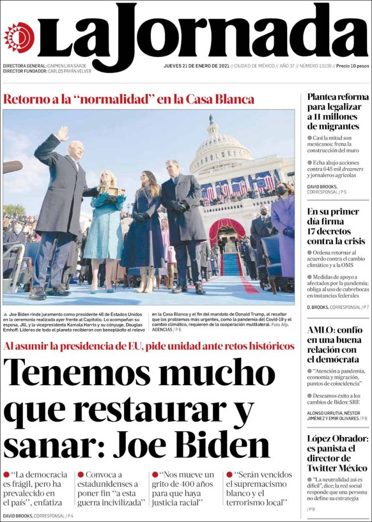 Portada de La Jornada (Mexico)