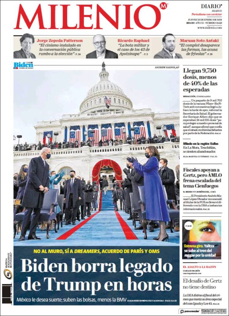 Portada de Milenio - Jalisco (México)