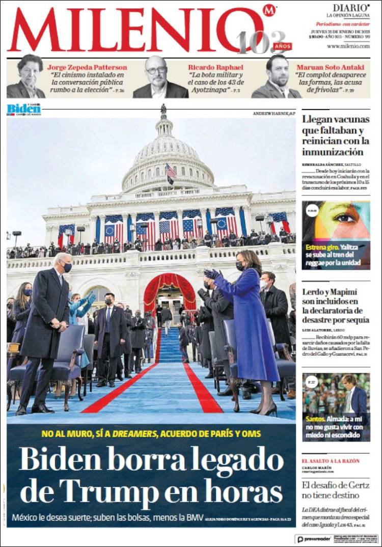 Portada de Milenio - Laguna (México)