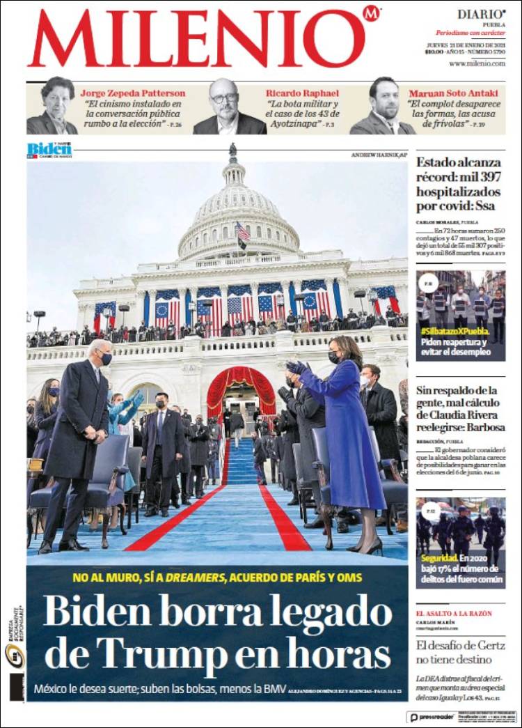 Portada de Milenio de Puebla (México)