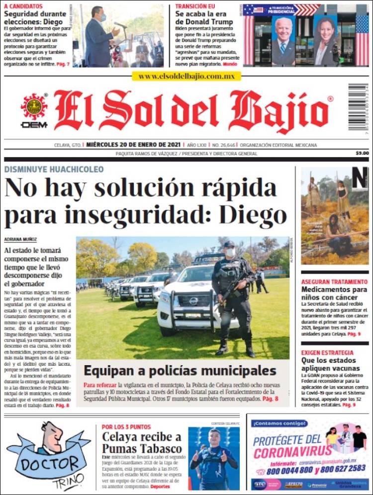 Portada de El Sol del Bajio (México)