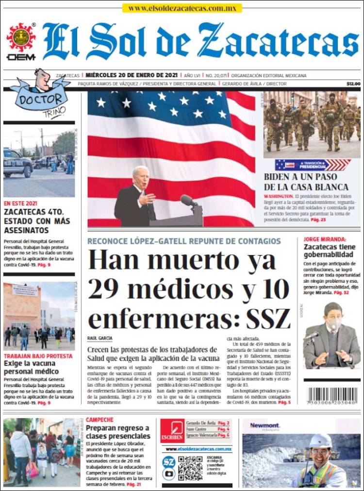 Portada de El Sol de Zacatecas (Mexico)