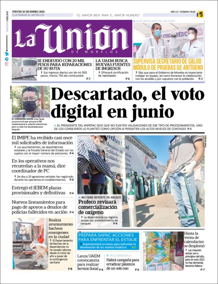 Portada de La Unión de Morelos (México)