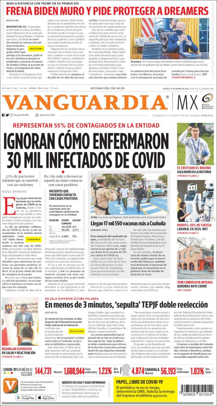 Portada de Vanguardia (Mexico)