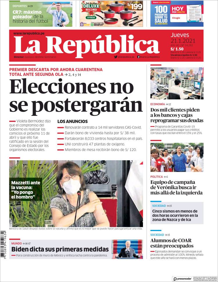 Portada de La Republica (Perú)