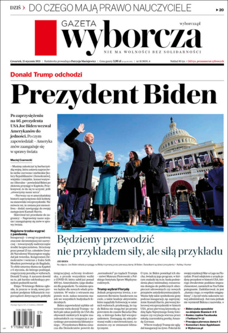 Portada de Gazeta Wyborcza (Polonia)