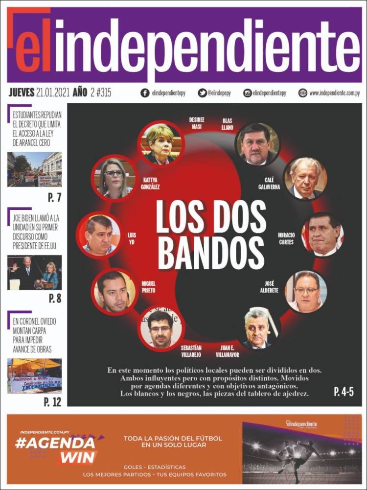 Portada de El Independiente (Paraguay)