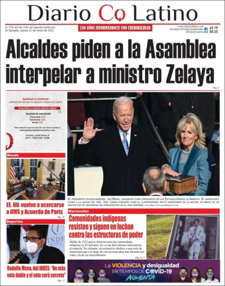 Portada de Diario Co Latino (El Salvador)