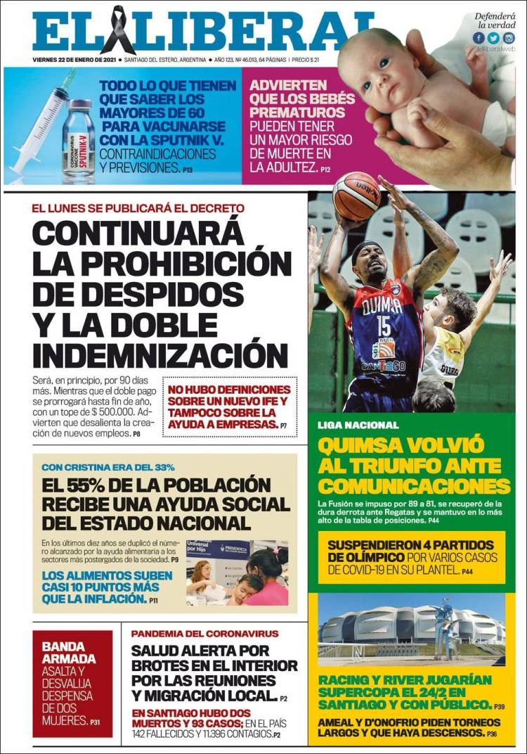 Portada de Diario El Liberal (Argentina)