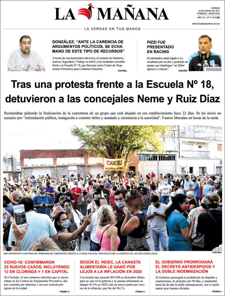 Portada de Diario La Mañana (Argentina)