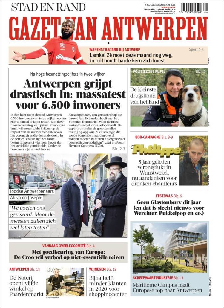 Portada de Gazet van Antwerpen (B&eacute;lgica)