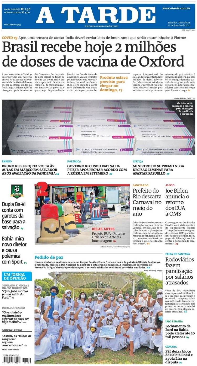 Portada de Diário A Tarde (Brasil)