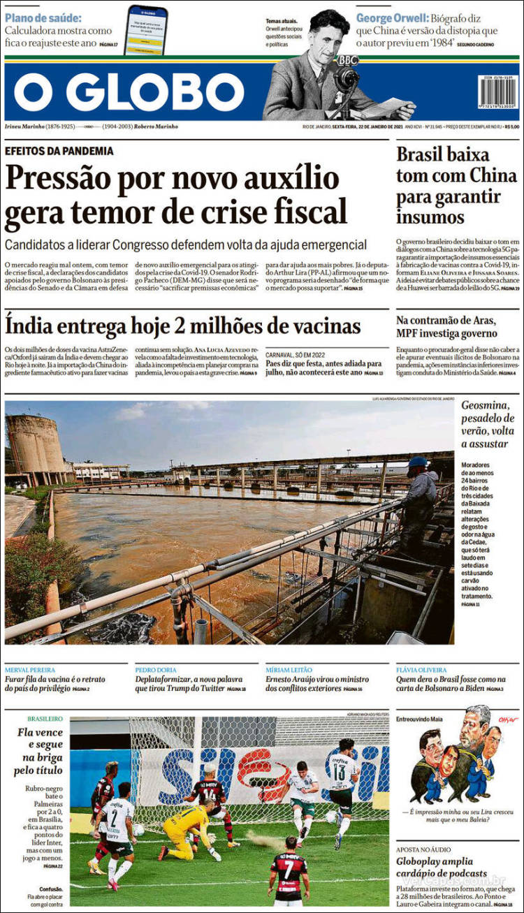 Portada de O Globo (Brasil)