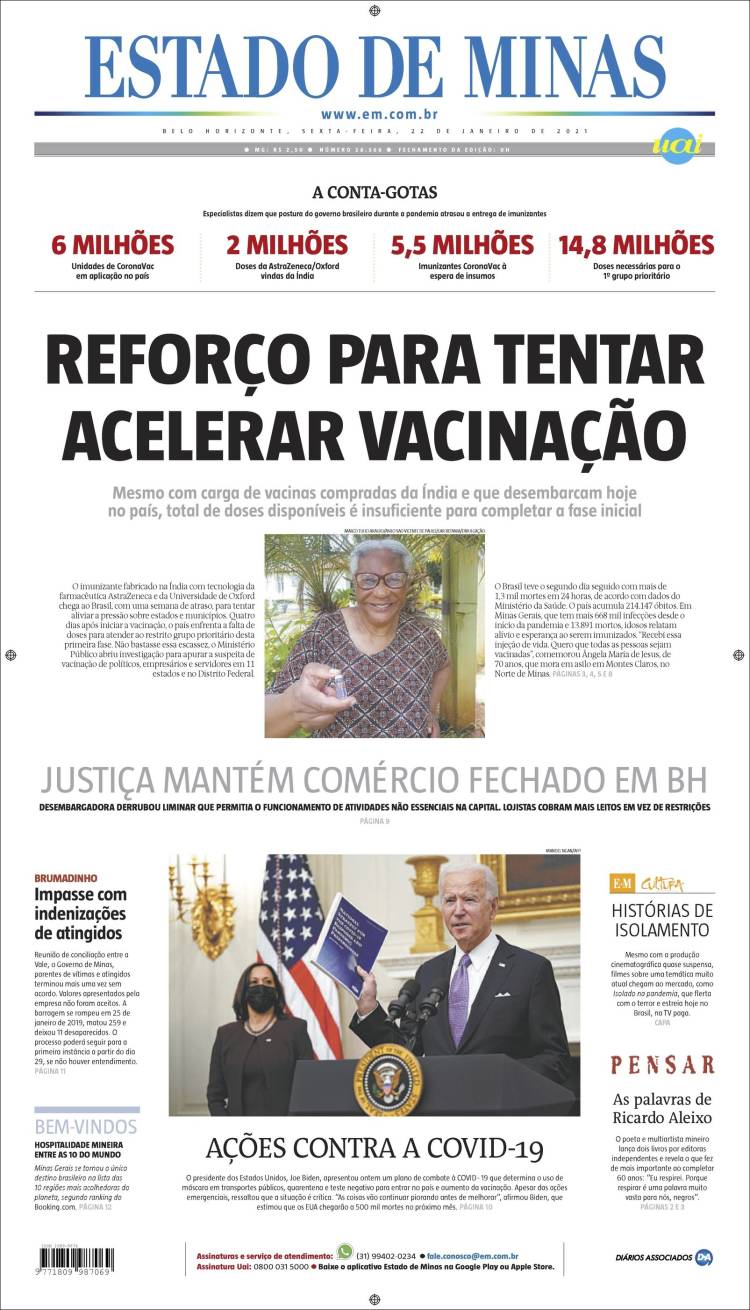 Portada de Jornal Estado de Minas (Brasil)