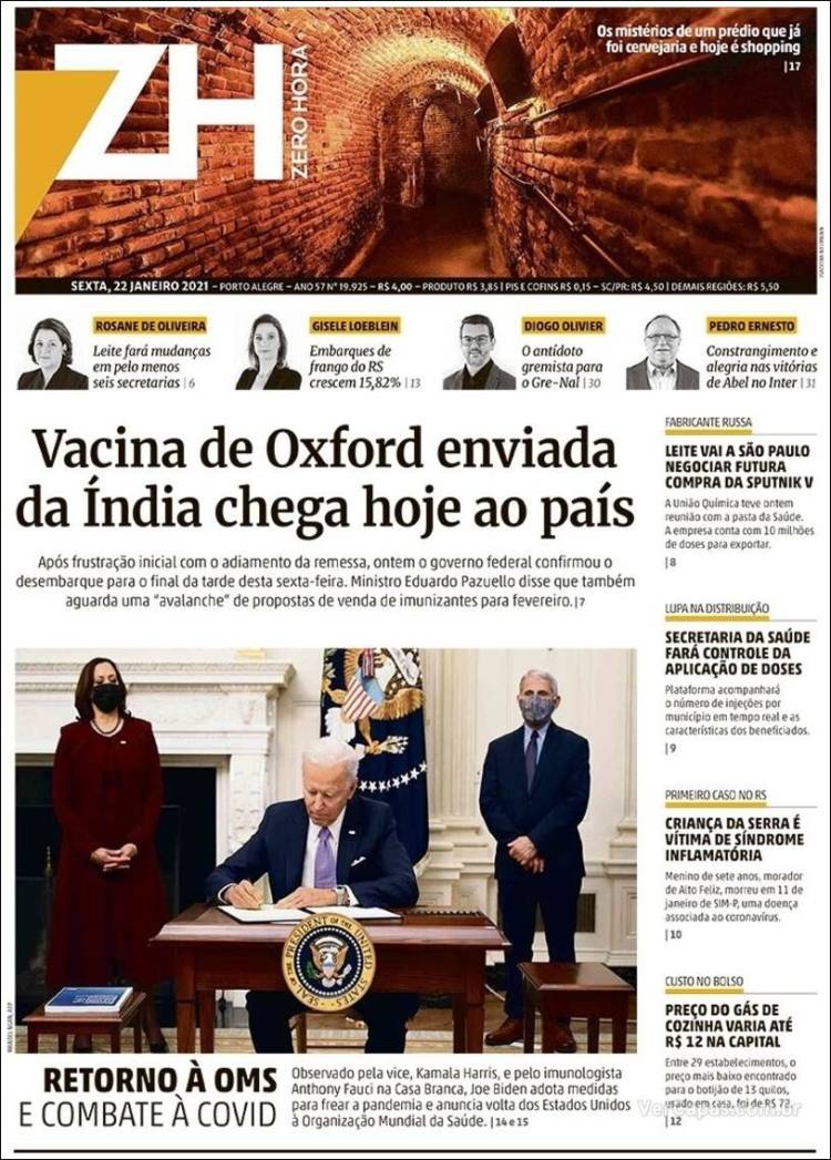 Portada de Zero Hora (Brasil)