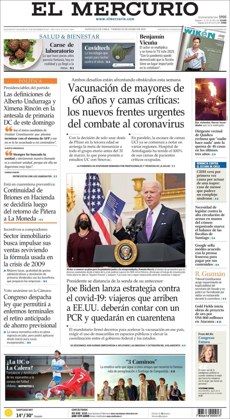 Portada de El Mercurio (Chile)