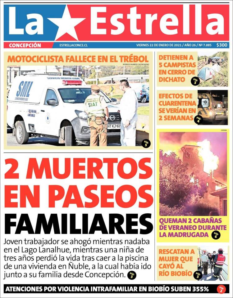 Portada de La Estrella de Concepción (Chile)