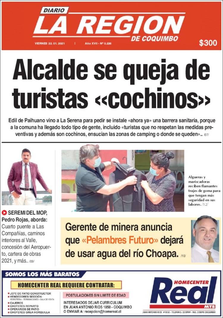 Portada de Diario La Región de Coquimbo (Chile)