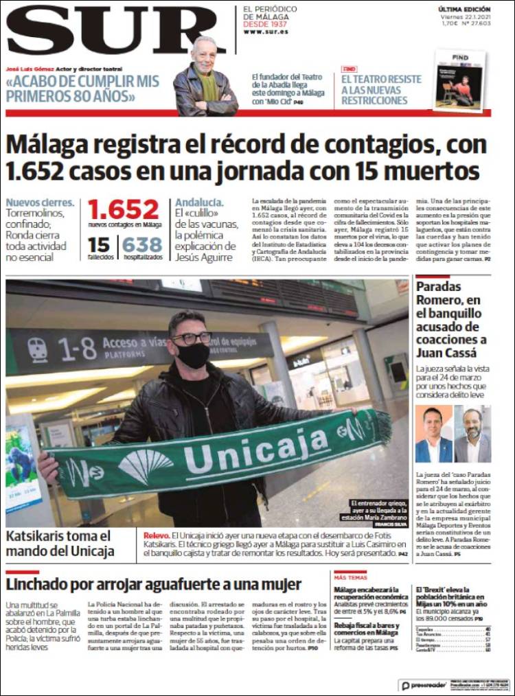 Portada de Diario el Sur (España)