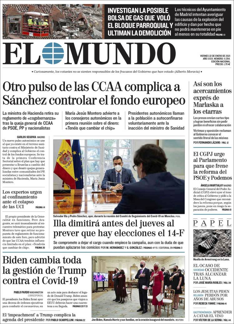 Portada de El Mundo (España)