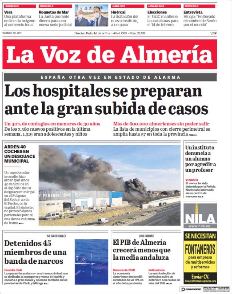 Portada de La Voz de Almería (España)